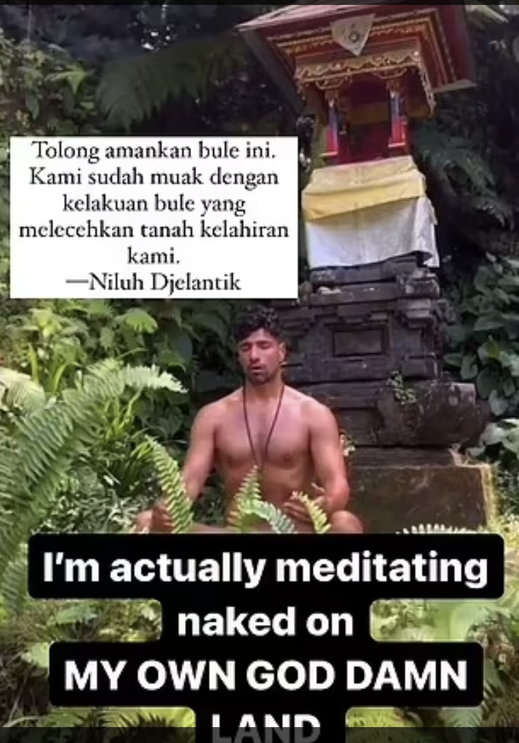 A tourist who meditated naked in a Hindu temple wanted in Bali: How he explained it