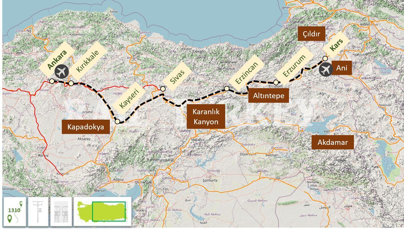 The best travel route from Ankara to Kars, Turkey. Traveling by sightseeing train Dogu Express