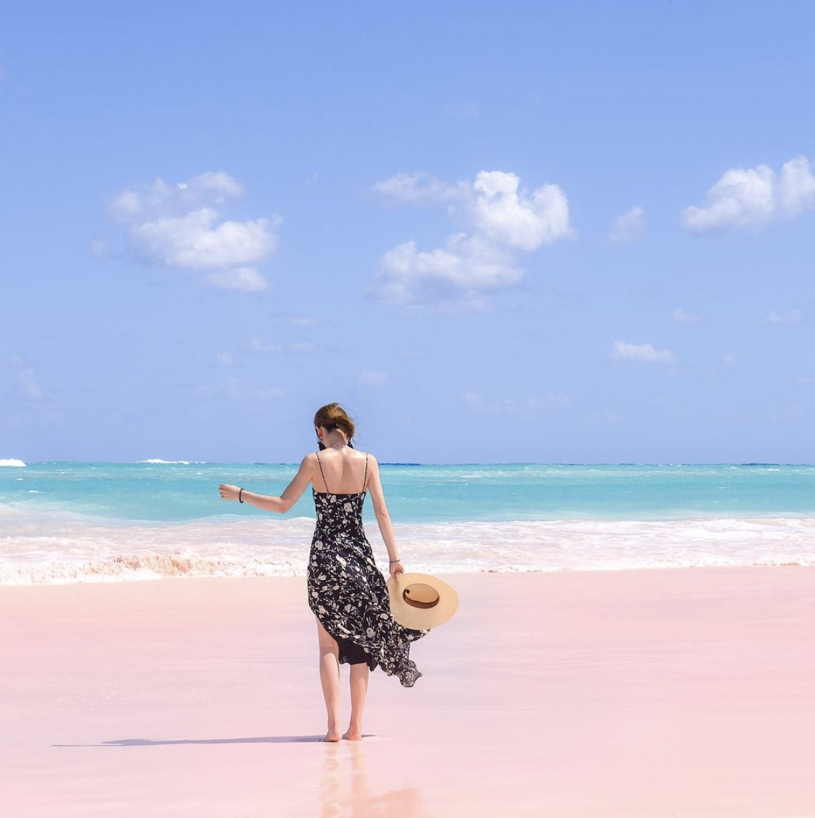 The pink beach in the Bahamas is a great location for photos