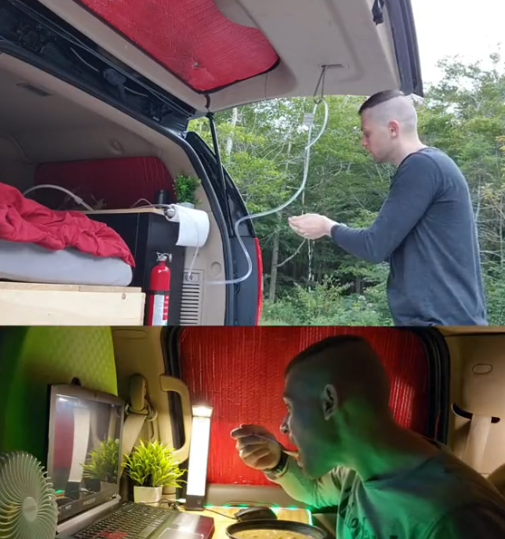 This man turned his SUV into a tiny house and found a way to avoid paying for electricity