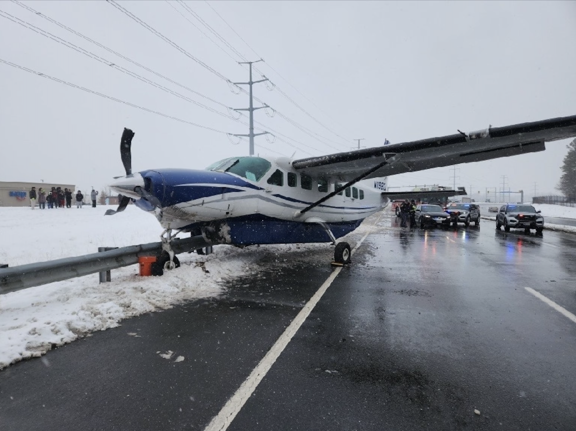 A plane made a "hard landing" on a highway in Virginia with 7 passengers on board