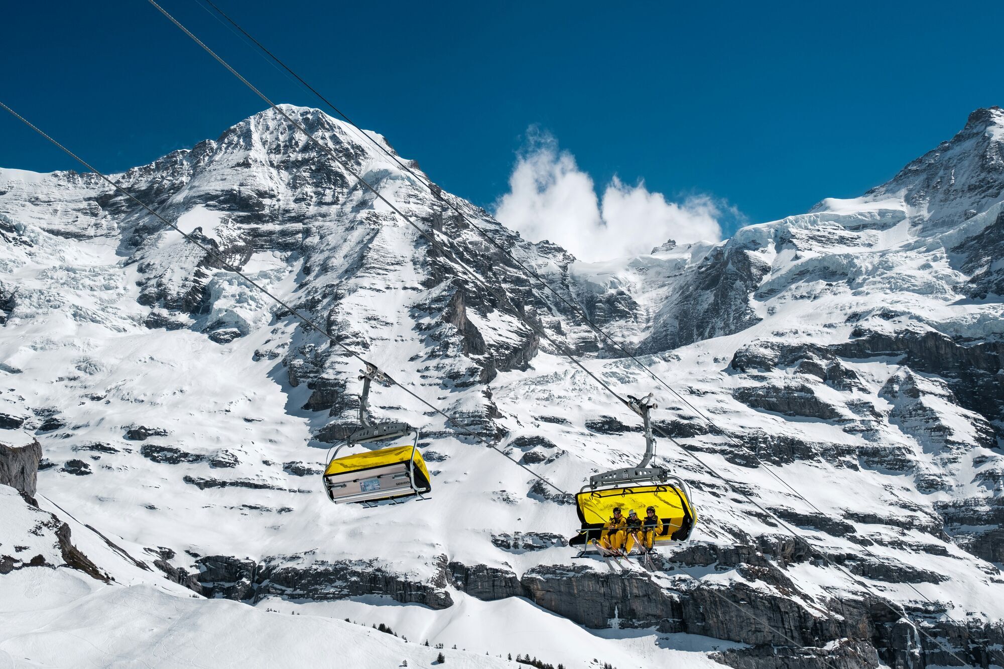 Skiers in the Jungfrau region of Switzerland