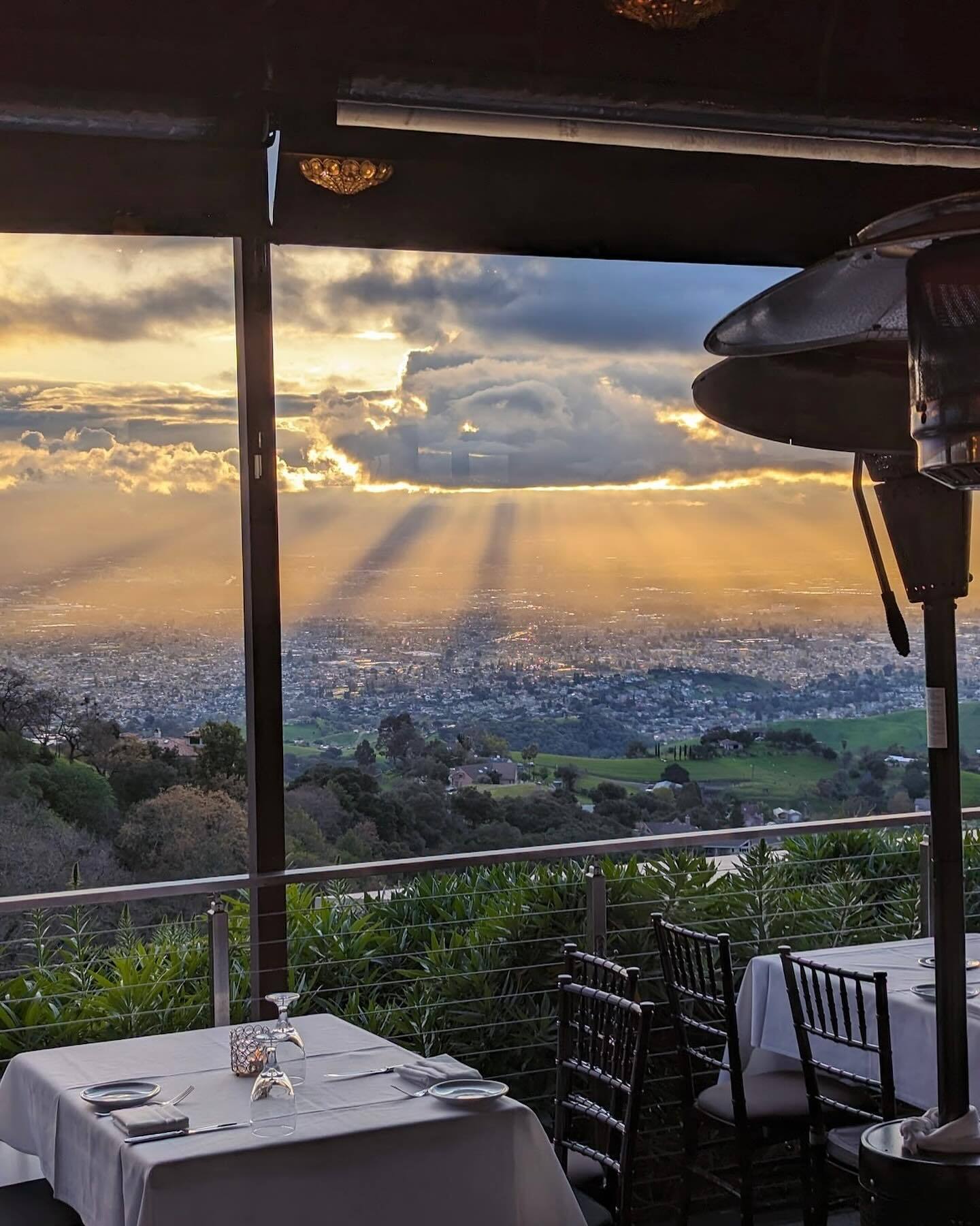 Scenic view from The Grandview Restaurant overlooking Silicon Valley