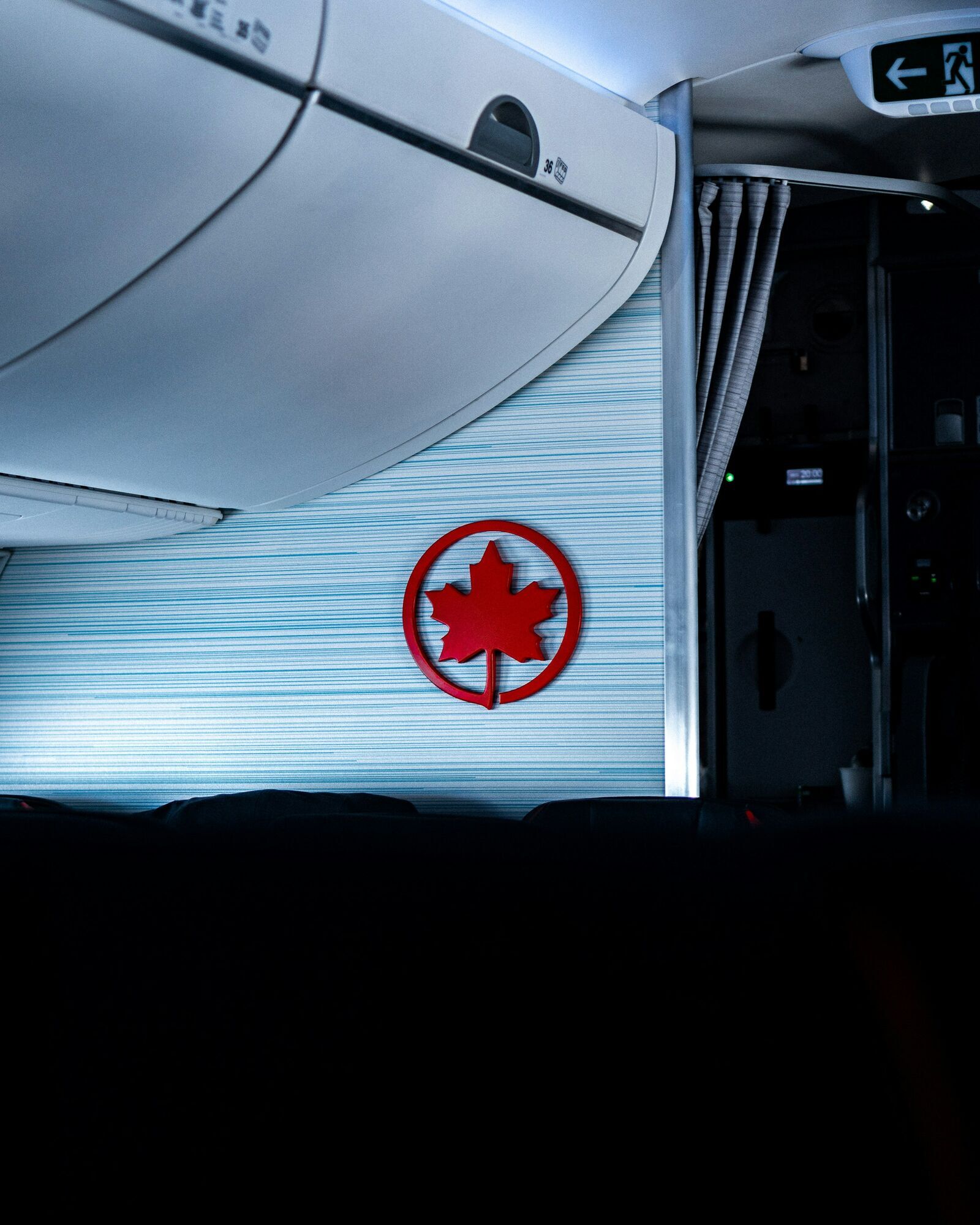 Air Canada cabin interior with logo