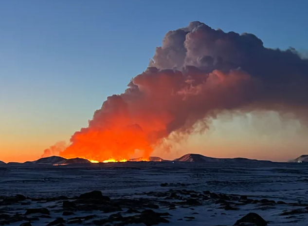 Iceland's Fagradalsfjall volcano erupts for the second time in a year. Photo