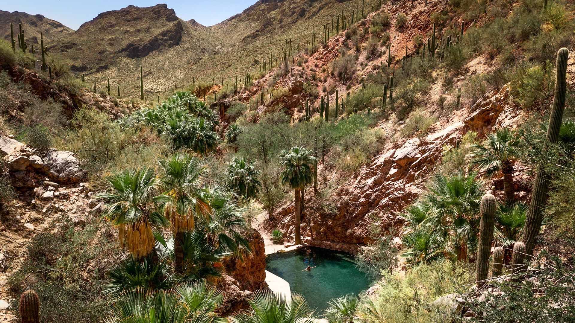 Luxurious all-inclusive resort Castle Hot Springs in Arizona: hot springs, canyon hikes, unique spa, and magnificent desert landscapes