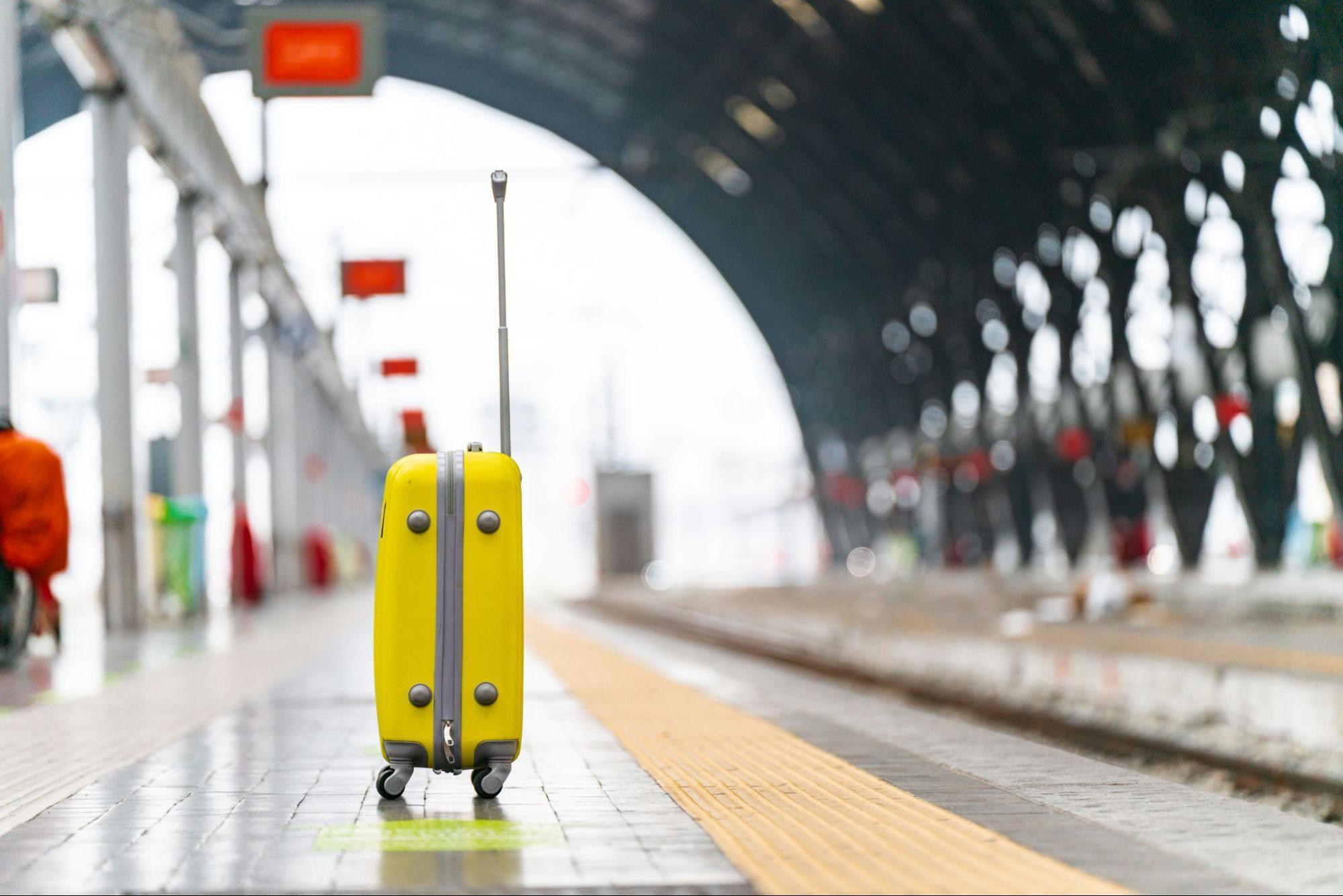 Suitcase on railway platform
