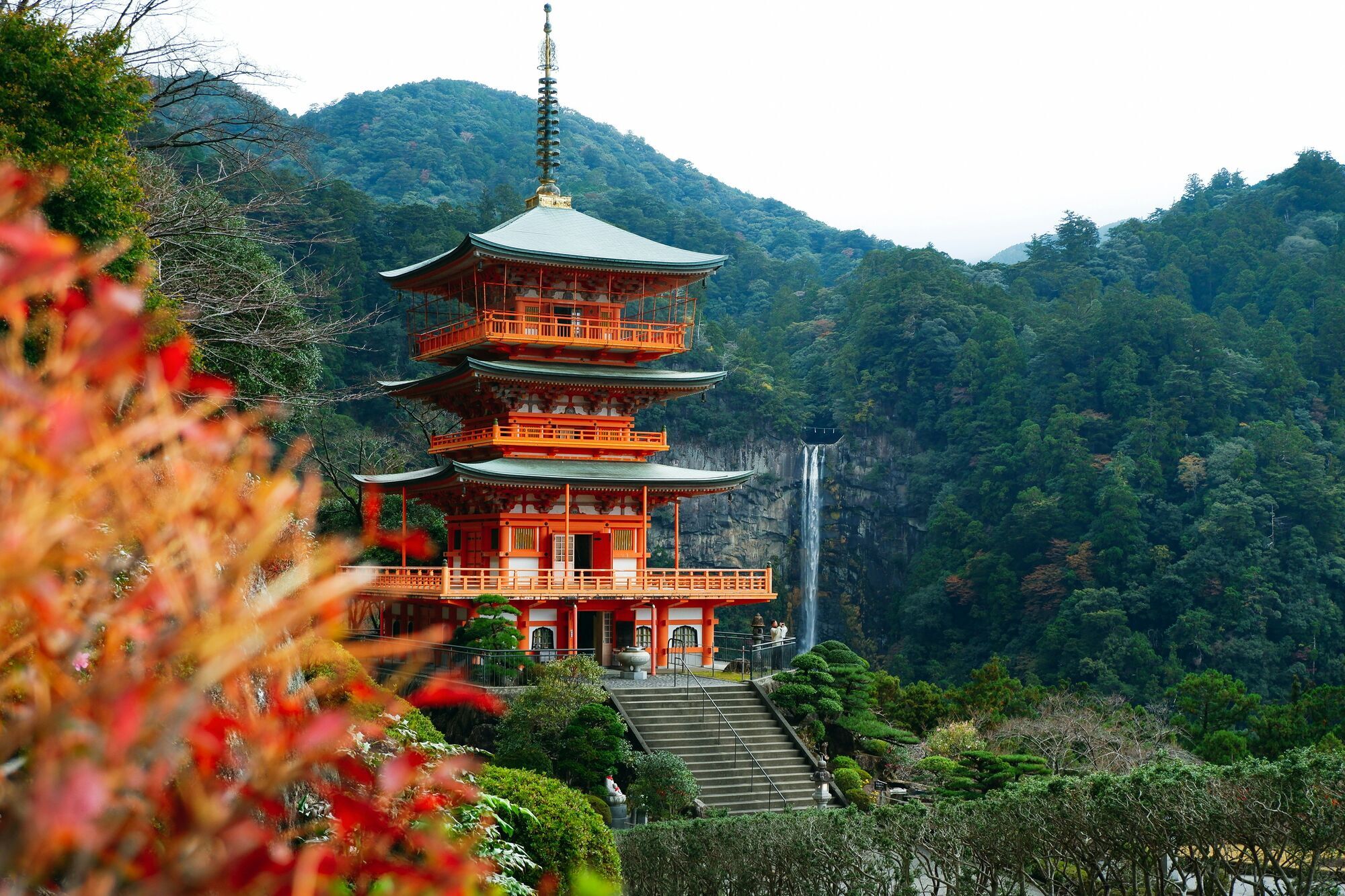 Nachiyama Pagoda on our last stop on the Nakahechi trail (Kumano Kodo), Wakayama