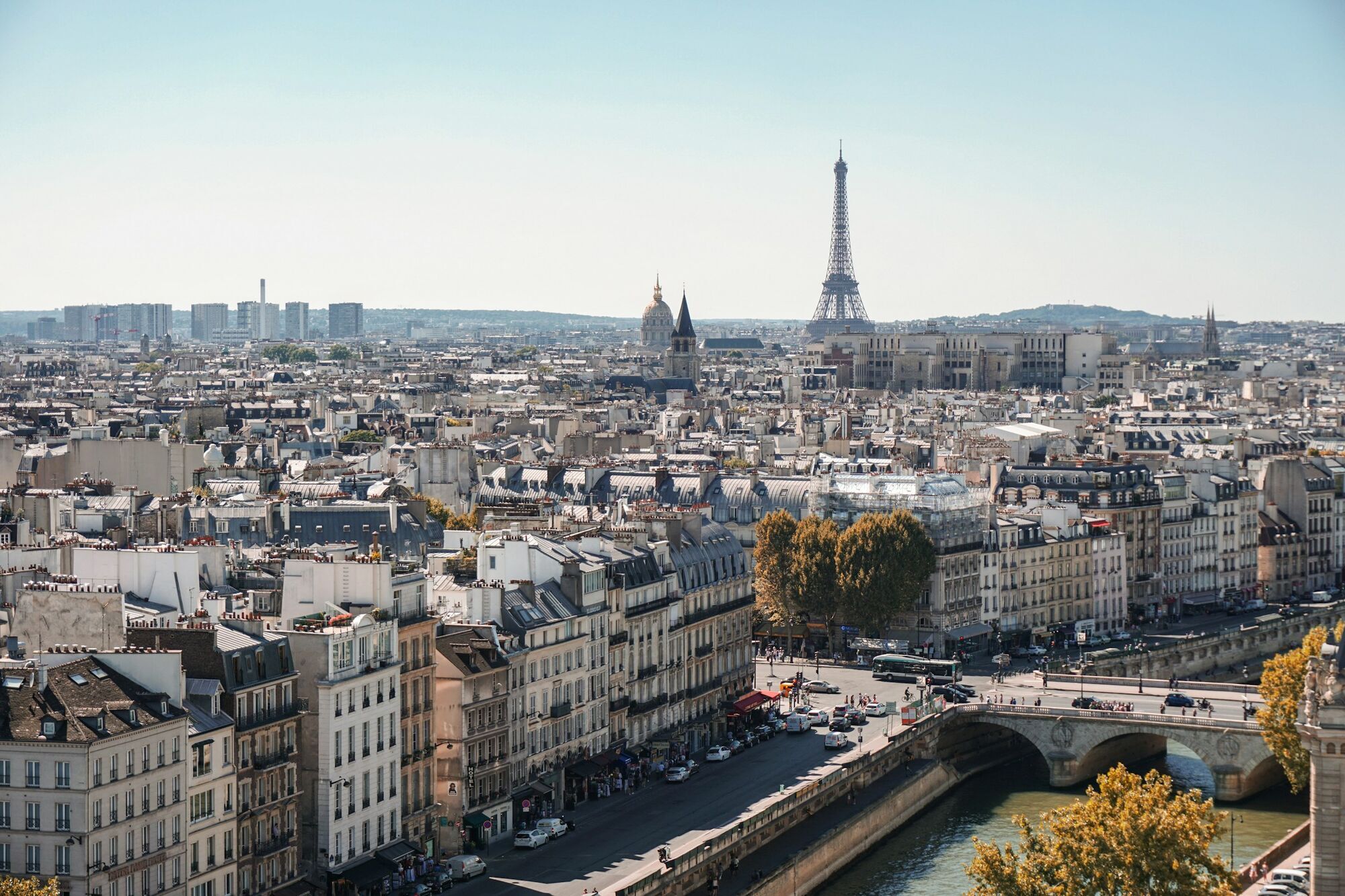 A view of central Paris with the Eiffel Tower