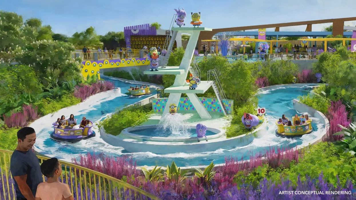 Concept art of Minions-themed water attraction at Universal Kids Resort in Frisco, Texas