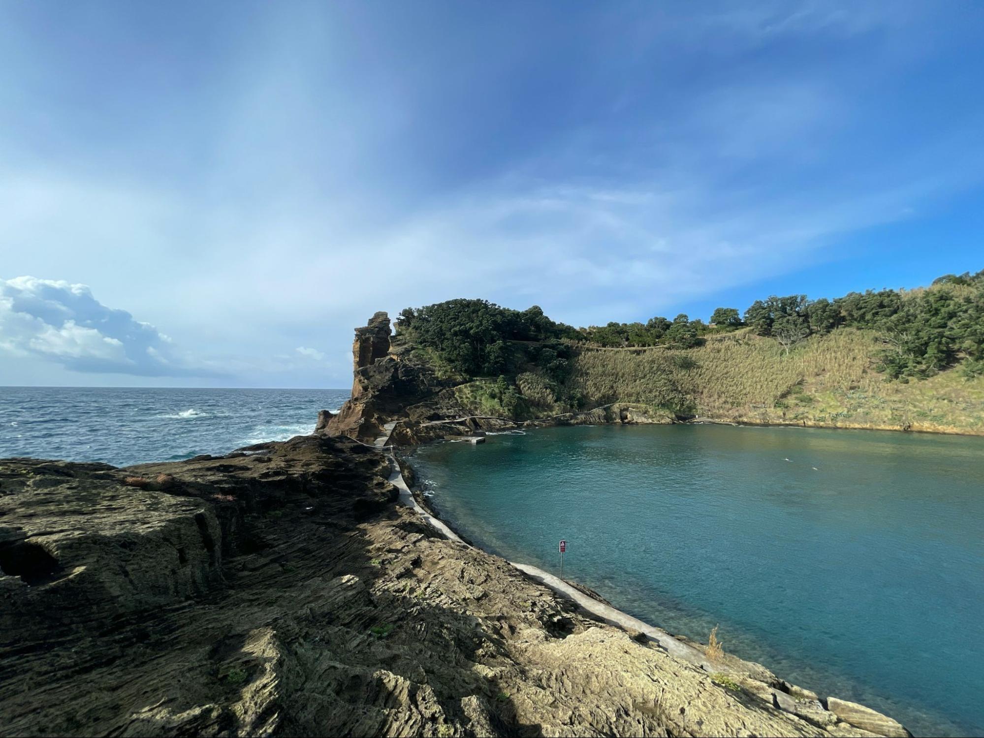 Coastal cliffs and lagoon on São Miguel Island