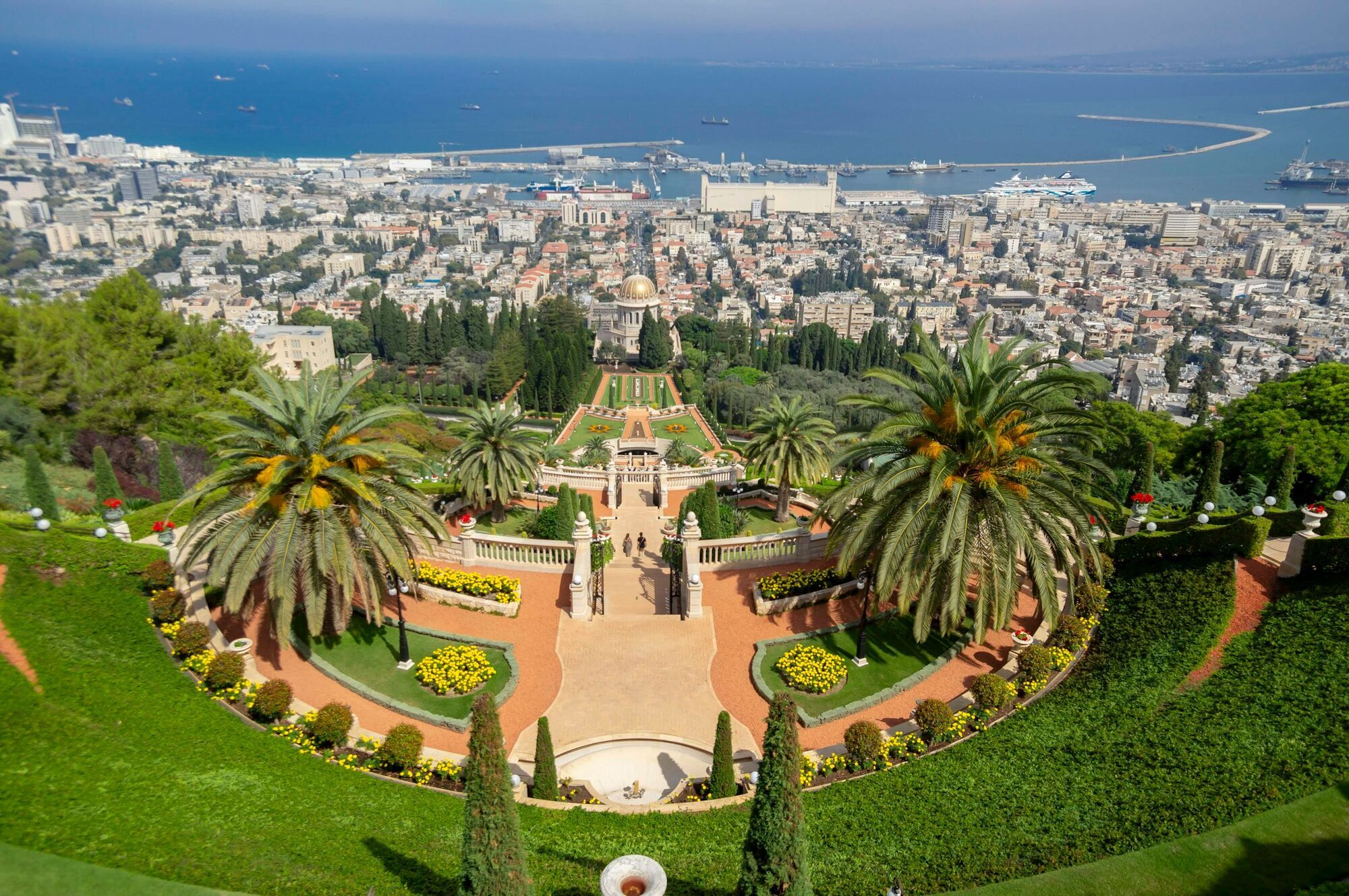 Baháʼí Gardens overlooking Haifa and the Mediterranean