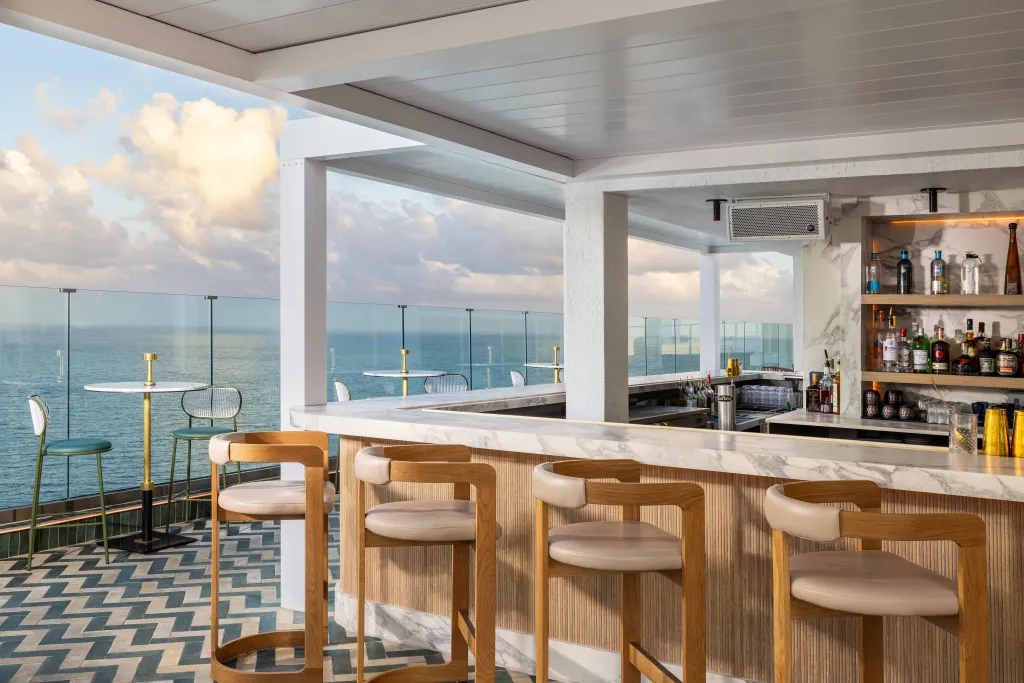 Rooftop bar with ocean view at Hilton resort