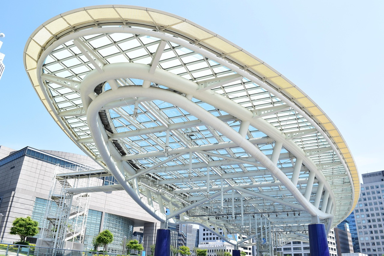 Modern glass structure of Oasis 21 in Nagoya, Japan
