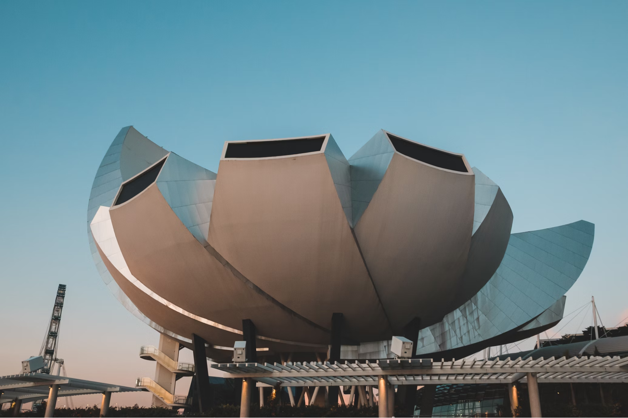 ArtScience Museum in Singapore under clear blue sky