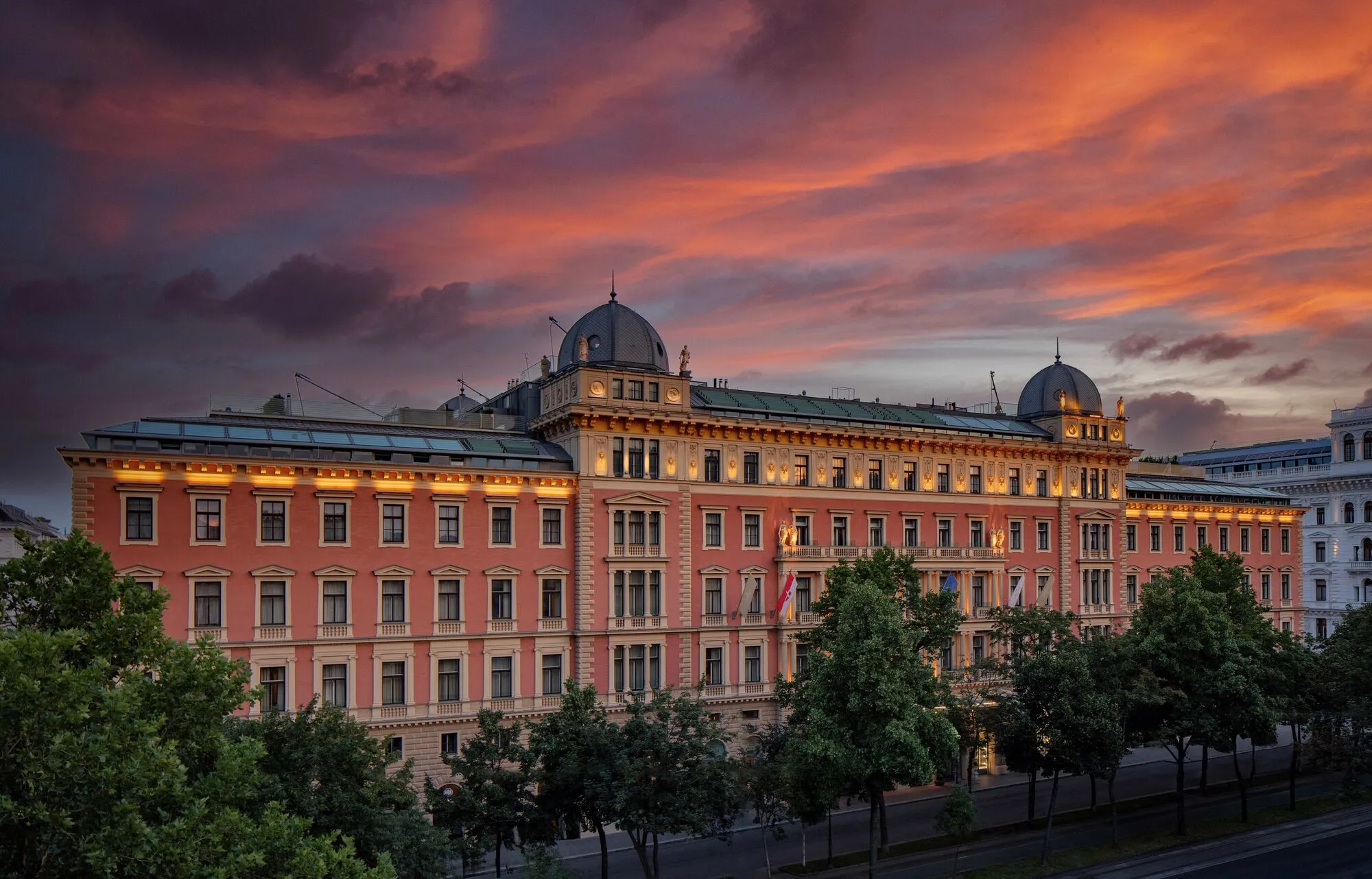 Historic Anantara Palais Hansen Vienna Hotel at sunset
