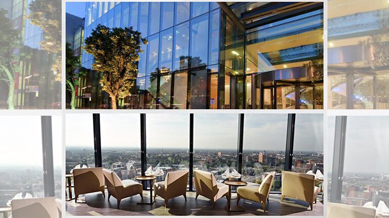 Modern glass exterior and panoramic city view from InterContinental Manchester – Deansgate