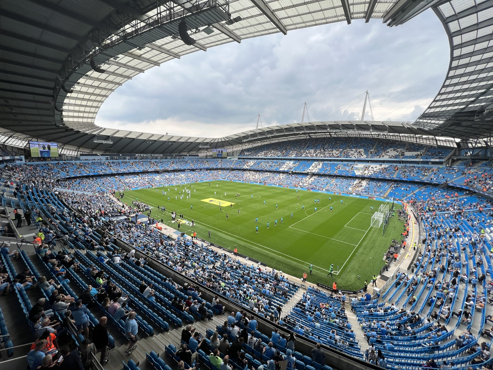Etihad Stadium in Manchester filled with fans before a football match