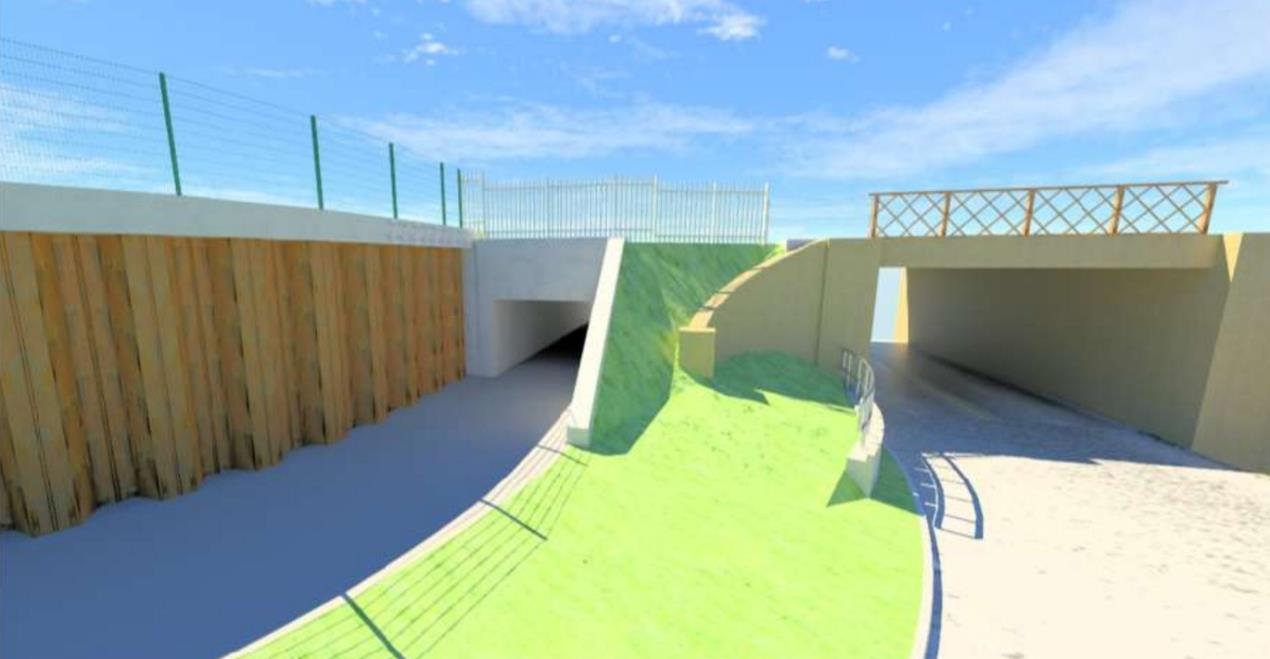 Planned pedestrian and cycle underpass near Wymondham station