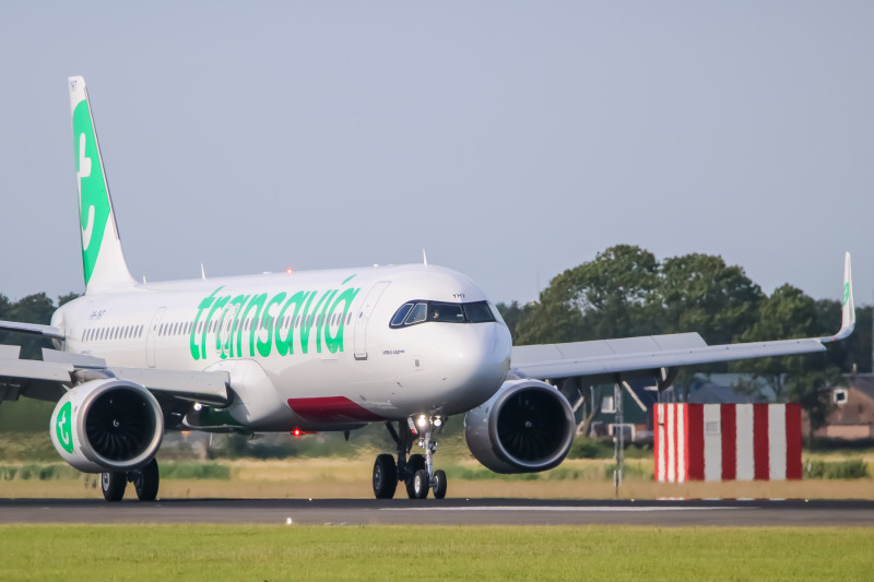 Transavia Airbus A321neo taxiing on runway