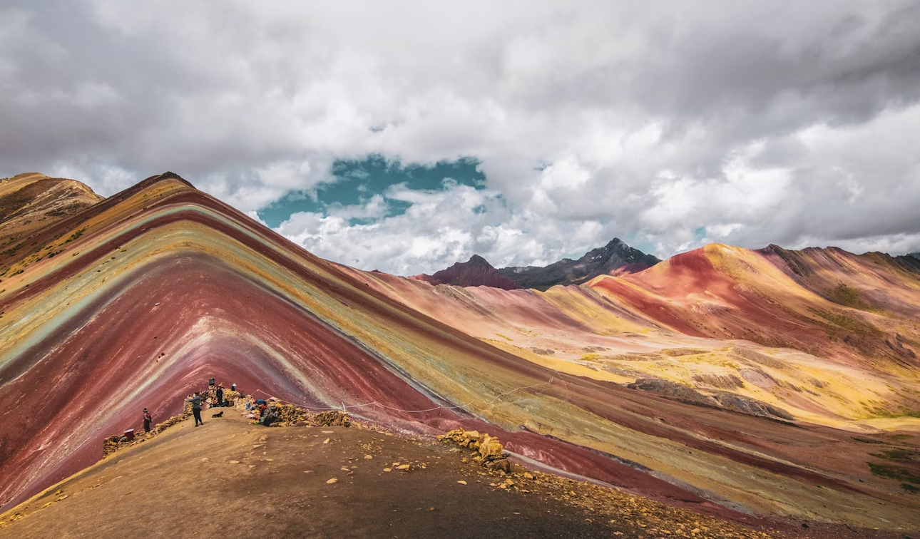 Colorful mountain landscape of Vinicunca, also known as Rainbow Mountain, in Peru