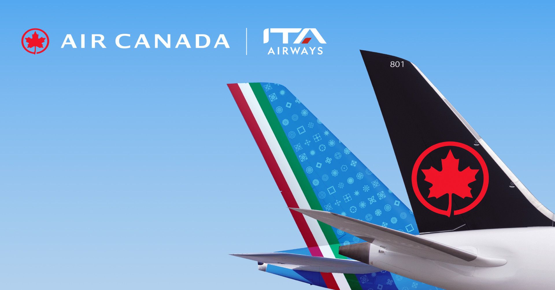 Air Canada and ITA Airways aircraft tails side by side