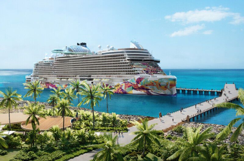 Norwegian Aqua cruise ship docked at Great Stirrup Cay