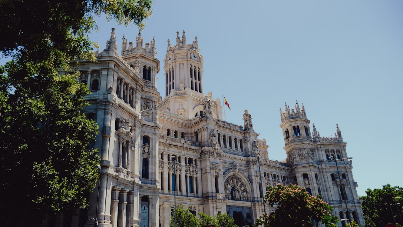 Palacio de Cibeles in Madrid under clear sky