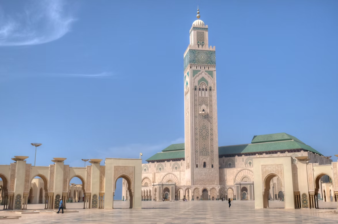 Hassan II Mosque in Casablanca on a clear day