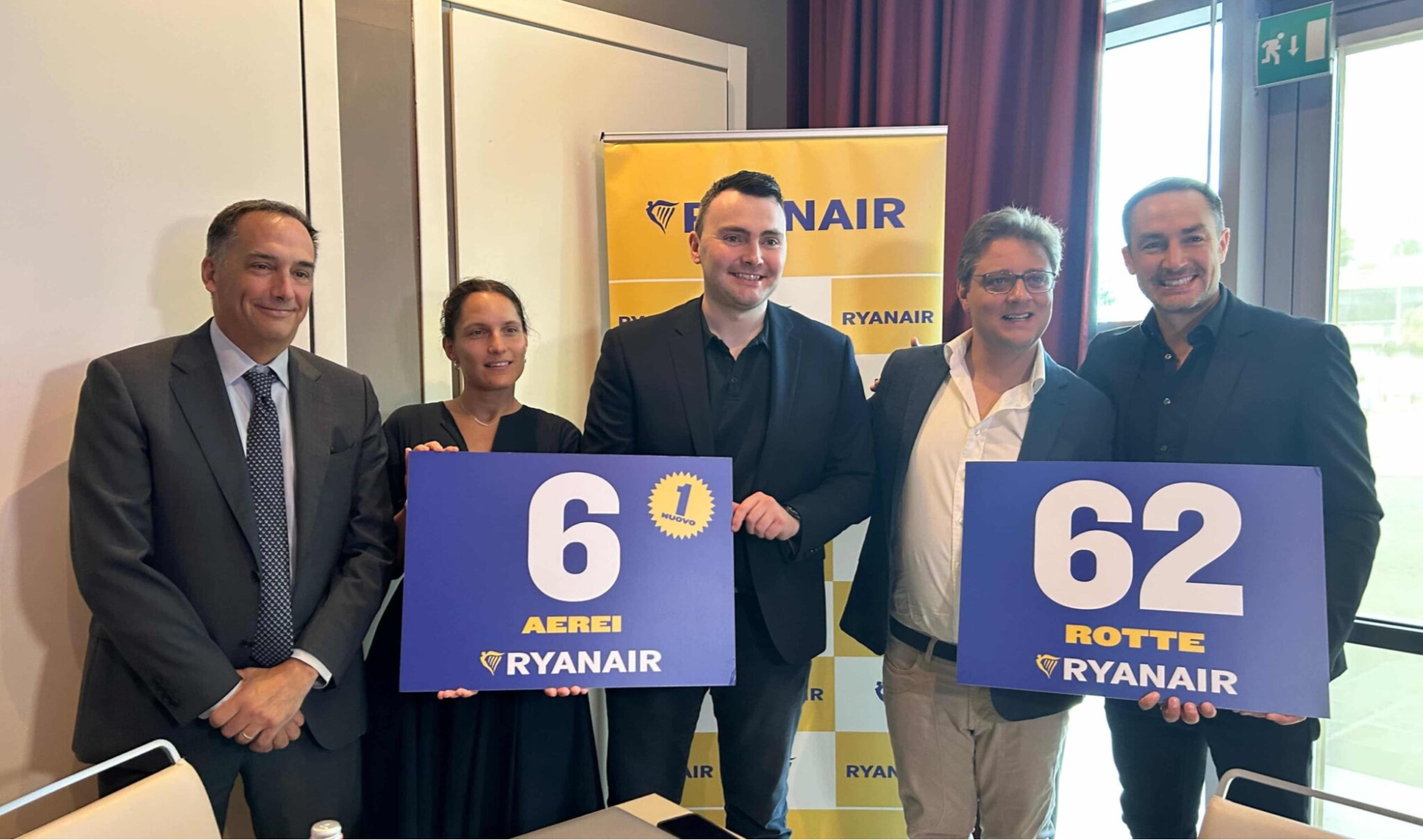Ryanair representatives presenting new aircraft and routes for Veneto winter schedule