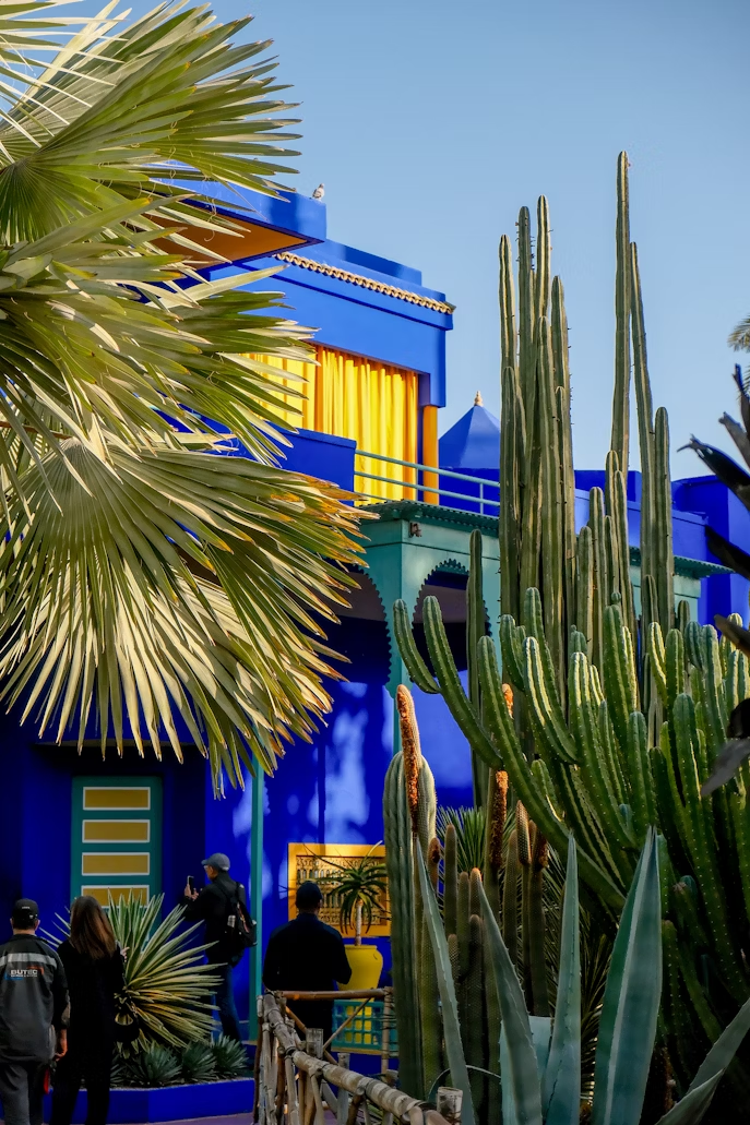 Visitors exploring Jardin Majorelle in Marrakech
