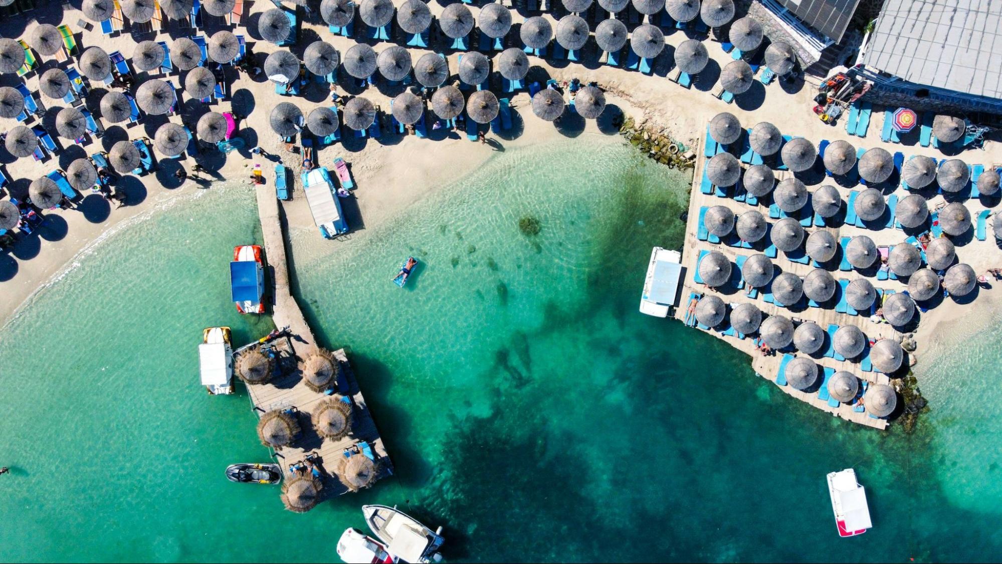 Ksamil in Albania with turquoise water and white sands