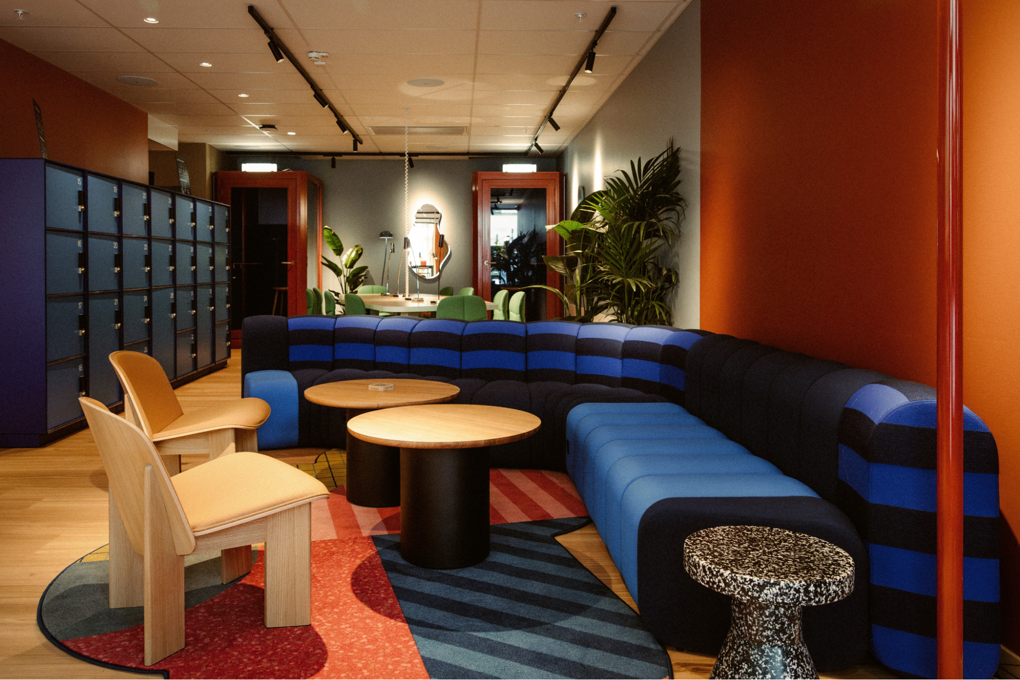 Scandic Go hotel lounge with colorful seating and modern design
