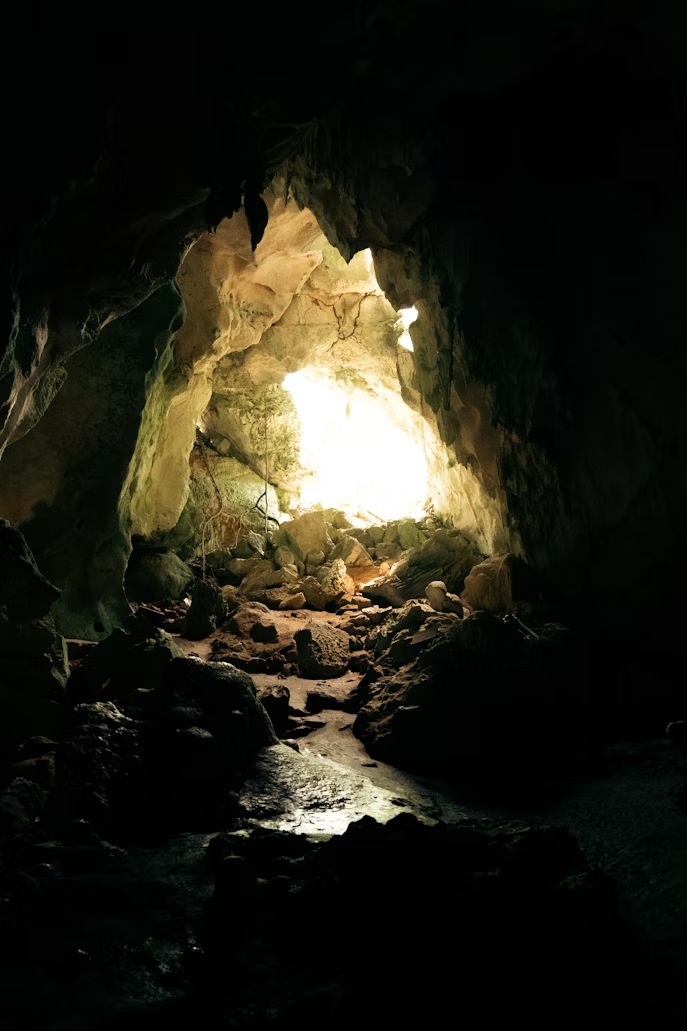 View from inside a cave in Los Haitises National Park, Dominican Republic