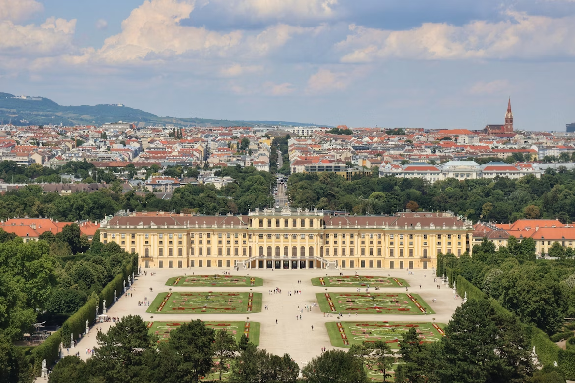 Schönbrunn Palace with gardens in Vienna