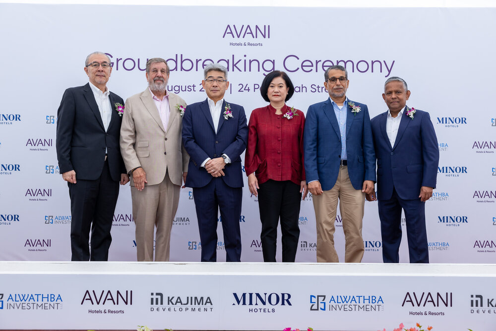 Executives and partners at Avani Singapore hotel groundbreaking ceremony