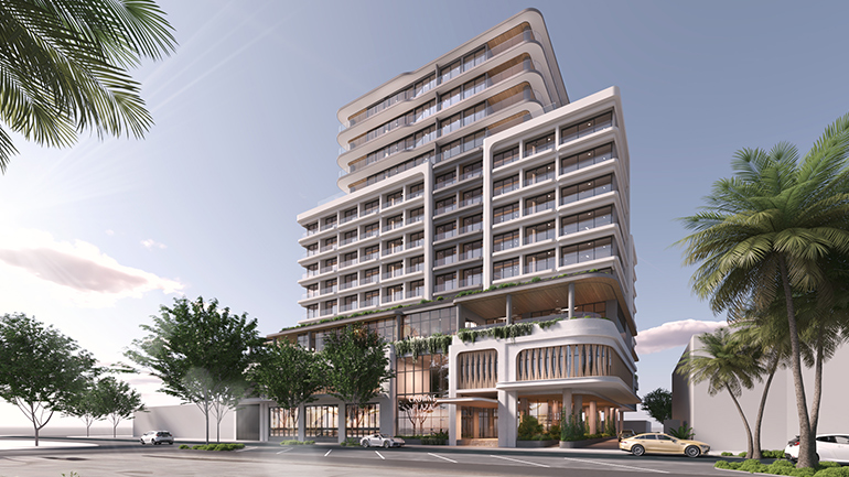 Architectural rendering of the upcoming Crowne Plaza Maroochydore hotel