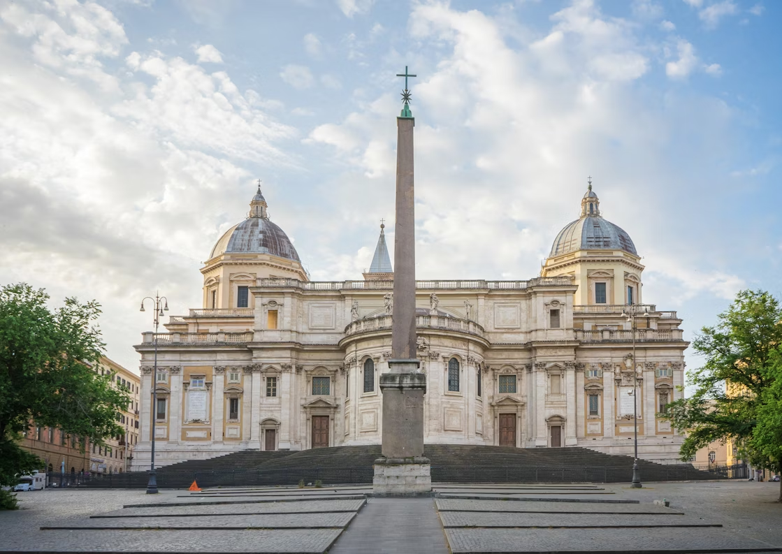 Santa Maria Maggiore Basilica in Rome with central obelisk