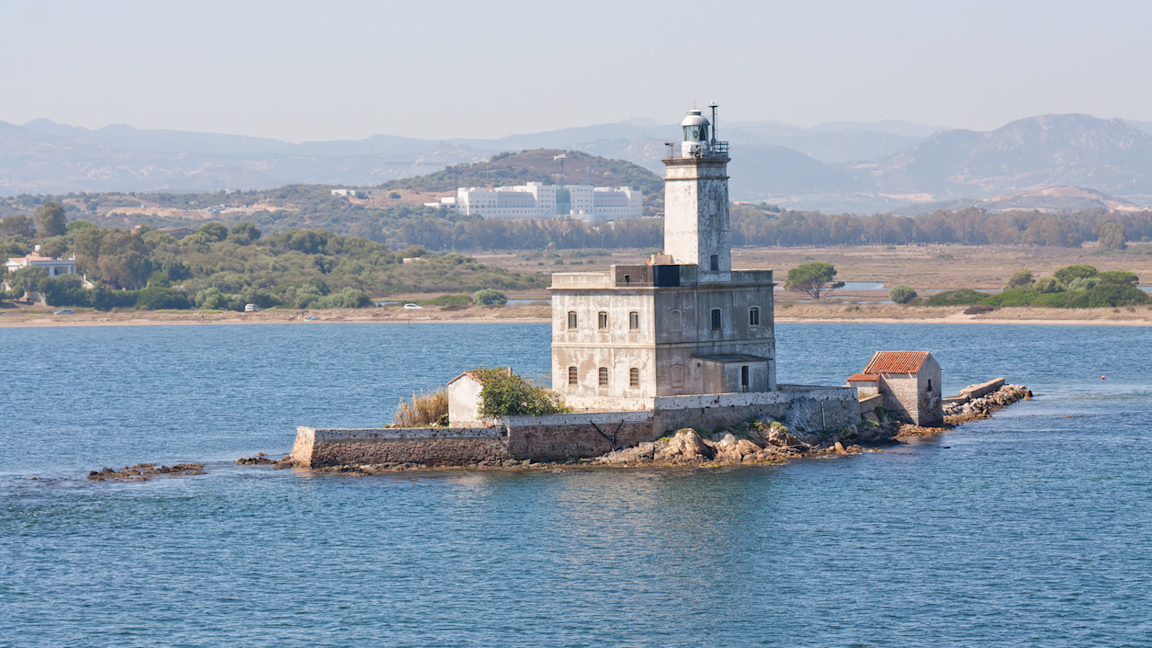 Historic lighthouse near Olbia on Sardinia’s coast