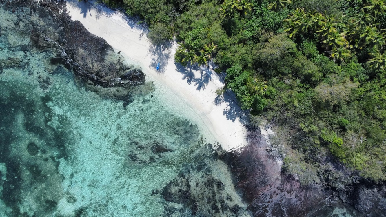 Aerial view of Yasawa Island coastline