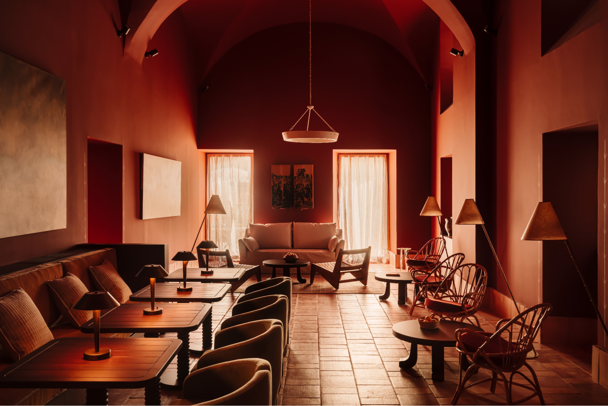 Interior view of bar at Palacio de Godoy hotel in Cáceres