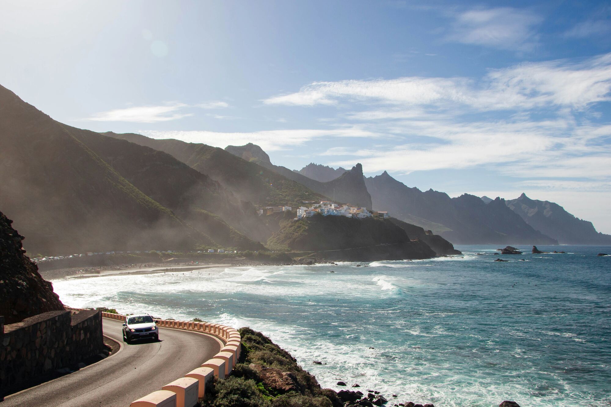 Coastal road and cliffs in northern Tenerife