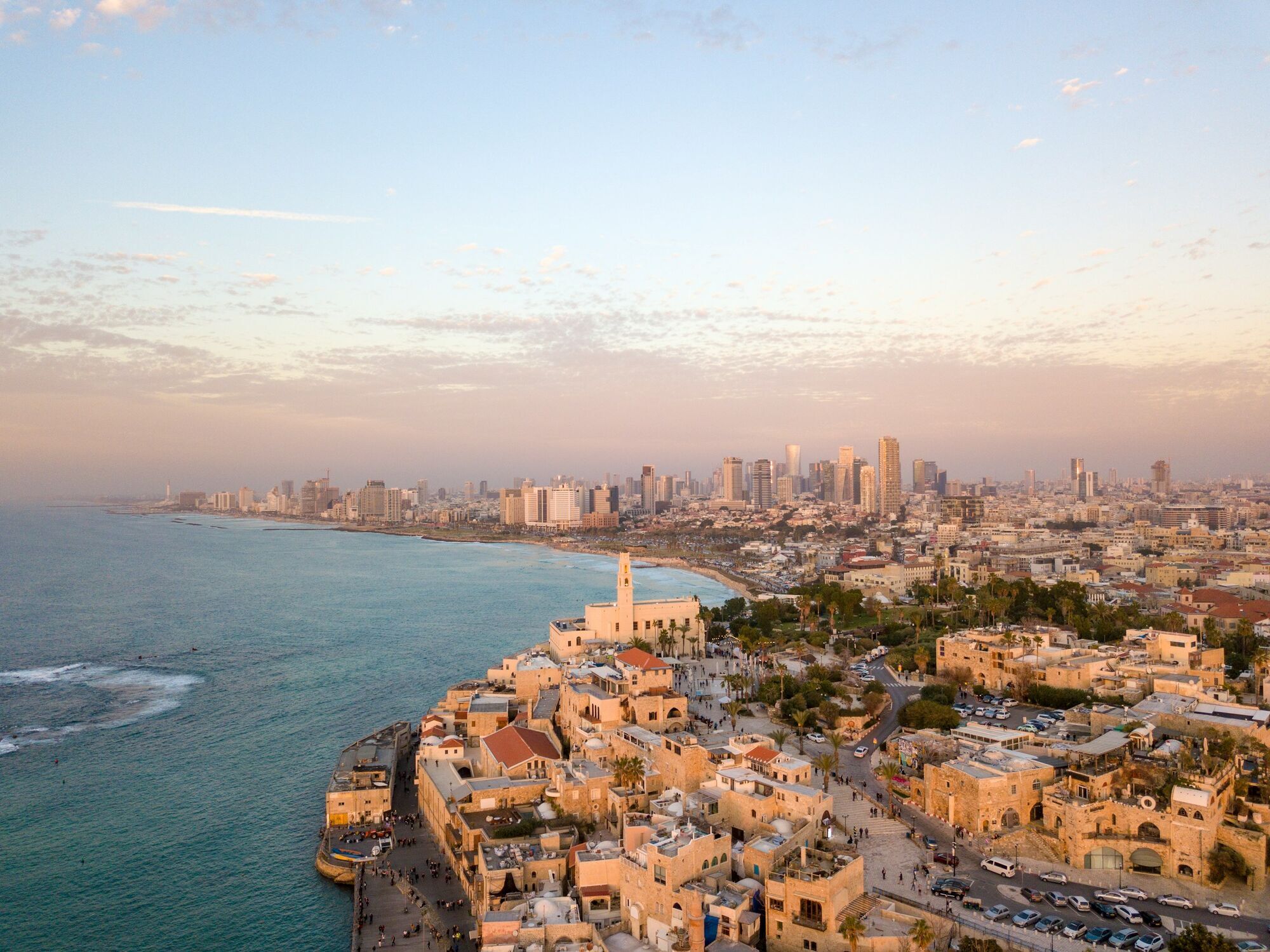 Tel Aviv coastline and historic city view
