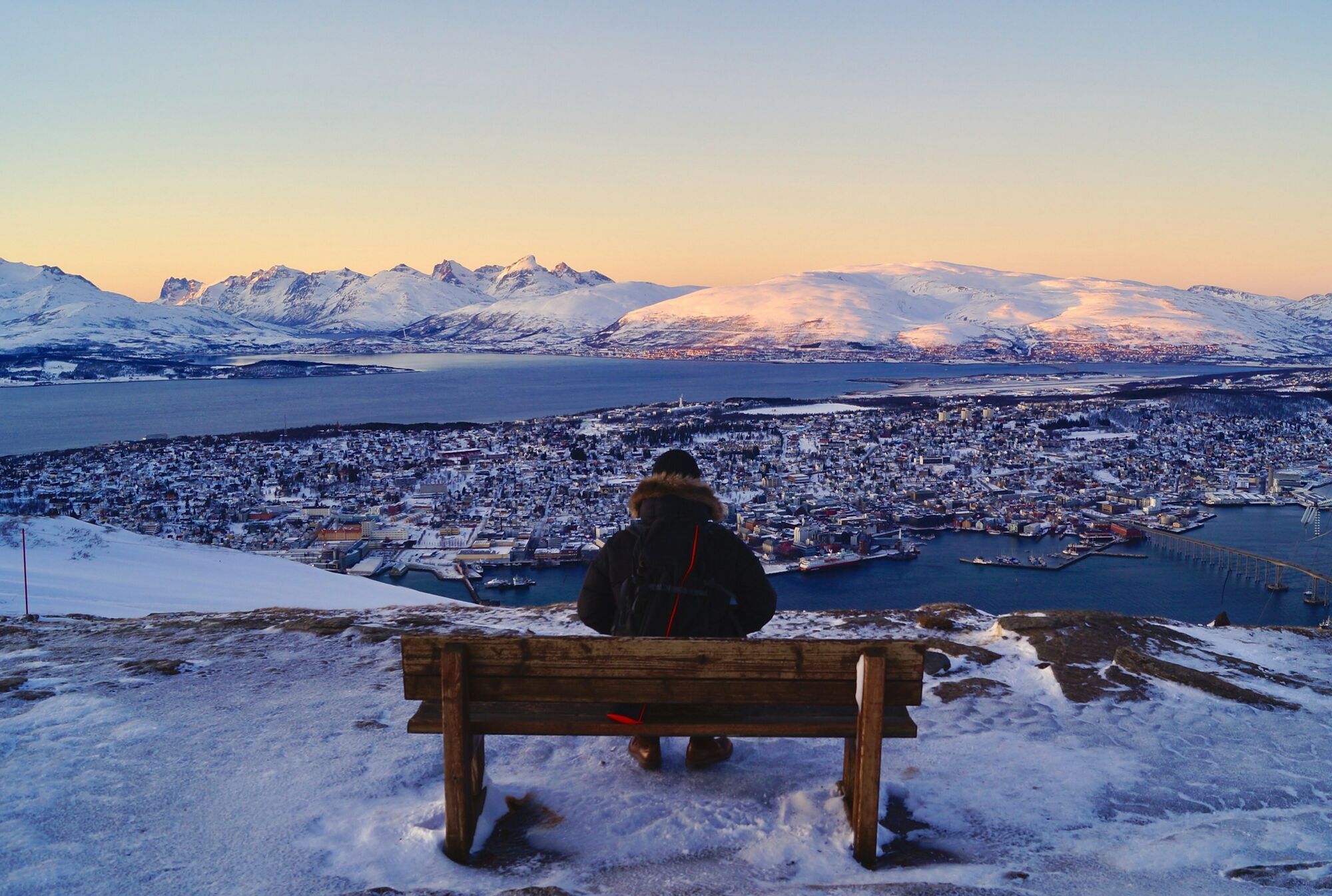 View over Tromsø city and surrounding mountains