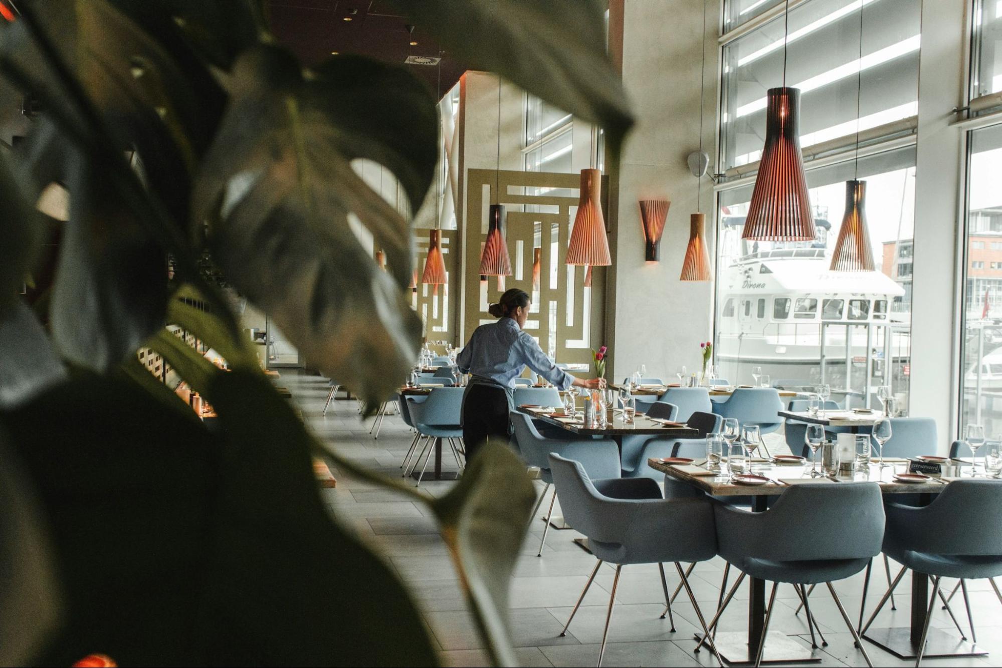 Interior of a modern restaurant prepared for opening