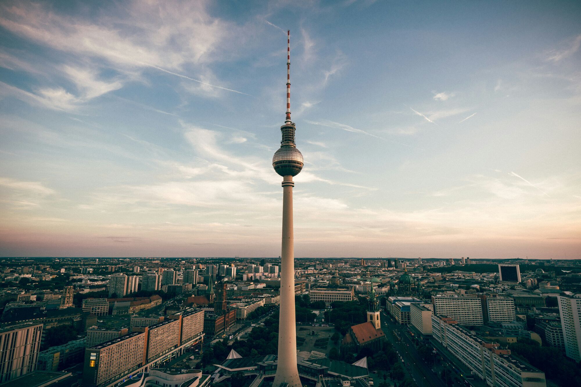 Berlin city skyline with Fernsehturm and surrounding districts