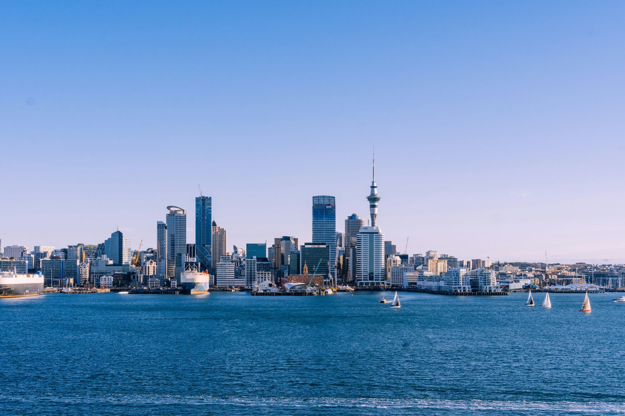 Auckland skyline with harbour and city centre