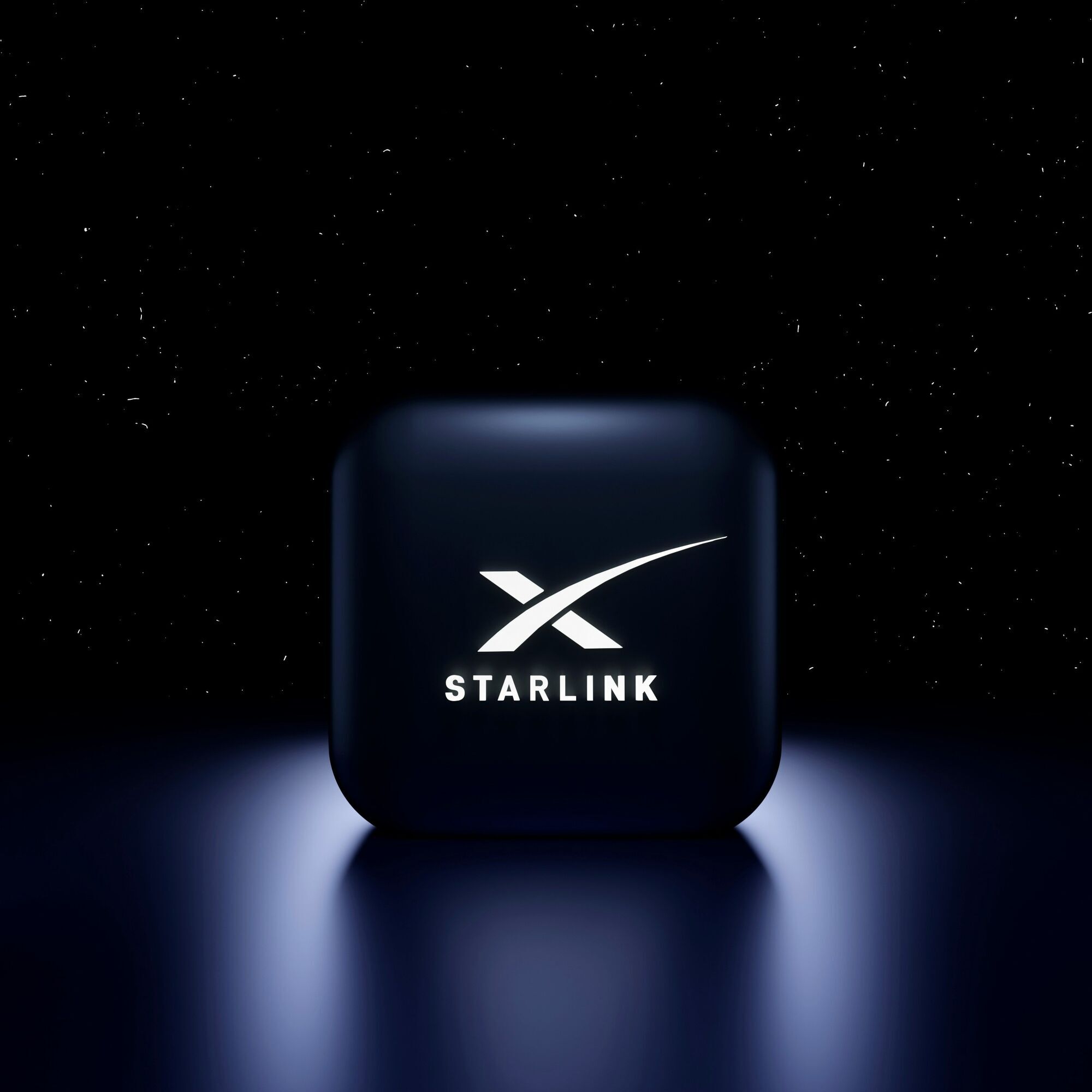 Starlink logo against a dark space-themed background