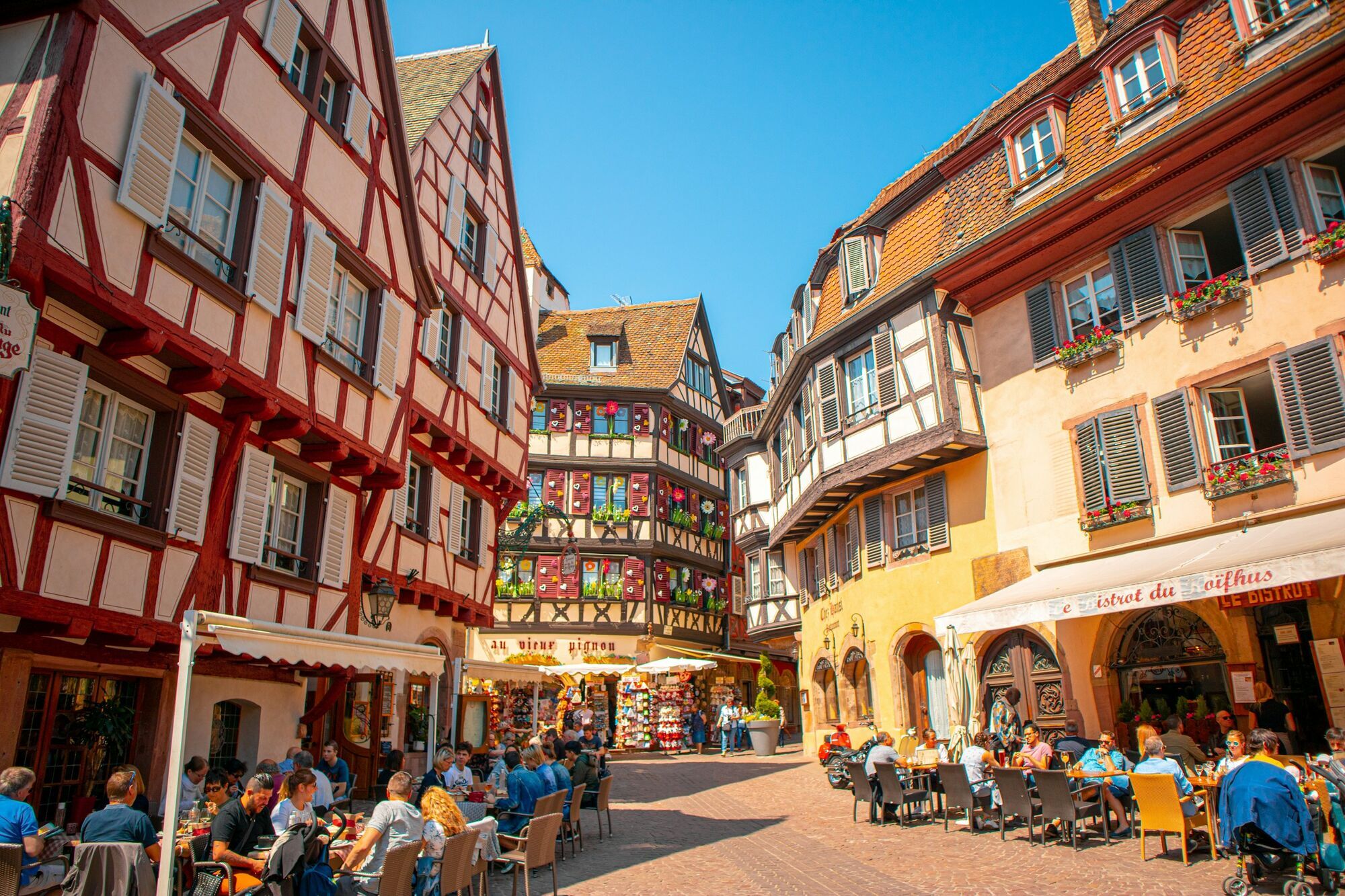 Historic half-timbered buildings in Alsace, France