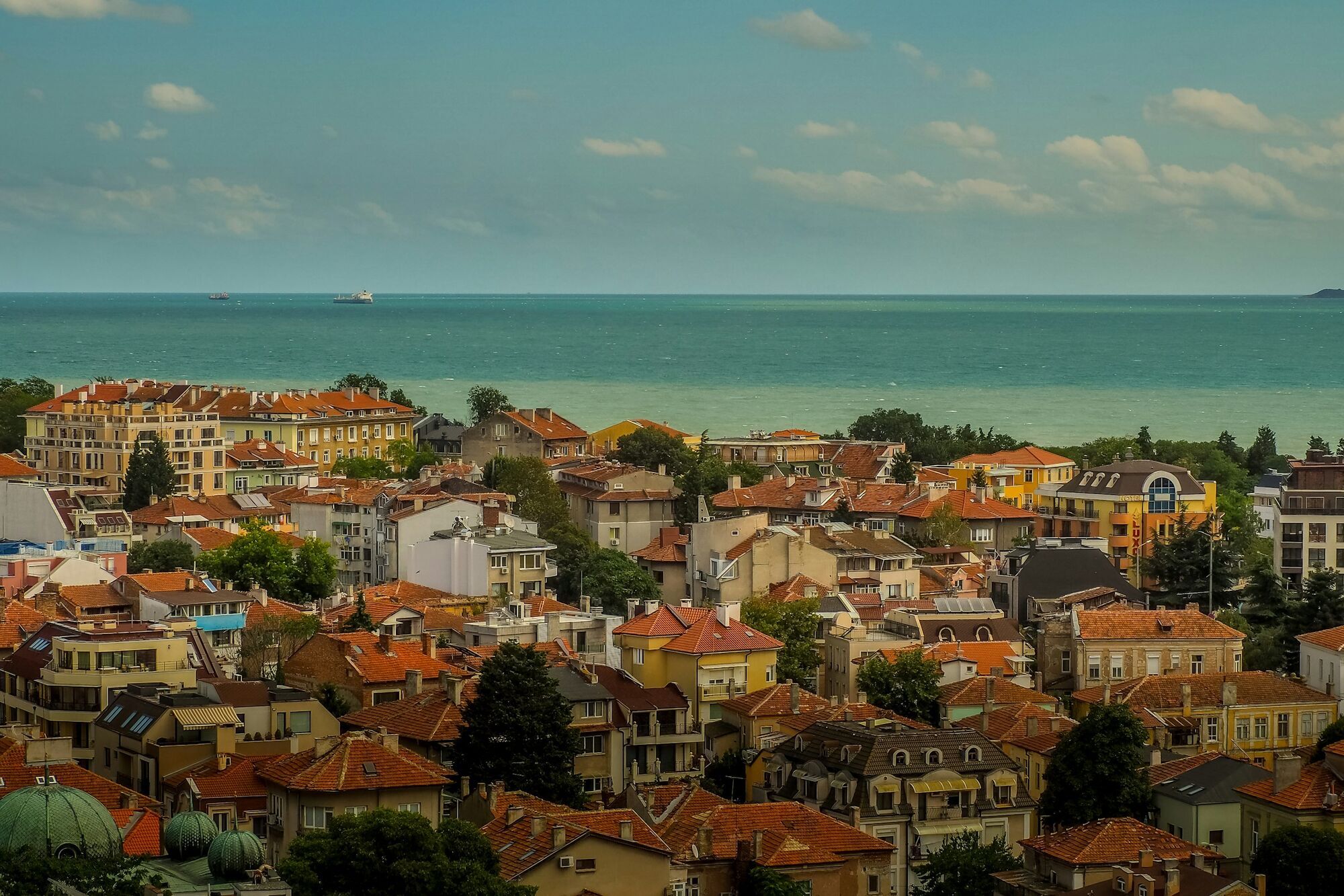 Red-roofed buildings overlooking the Black Sea